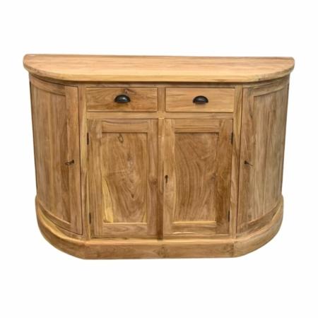 dressoir met afgeronde hoeken gemaakt van teakhout