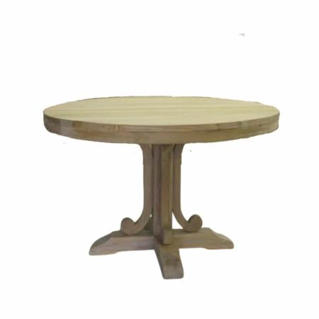 klassieke ronde tafel gemaakt van teakhout