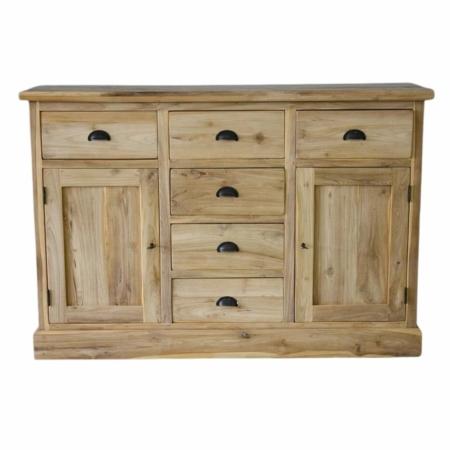 landelijk dressoir met 6 laden en 2 deuren gemaakt van teakhout