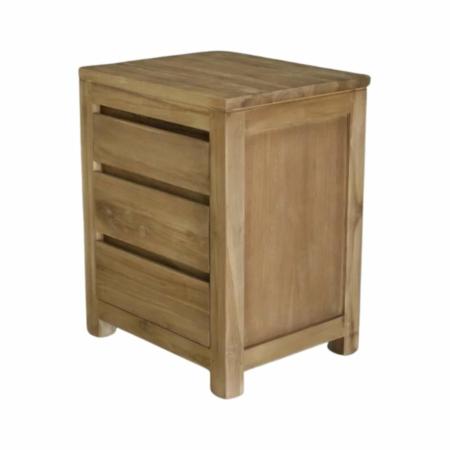 moderne nachtkast met 3 laden teakhout