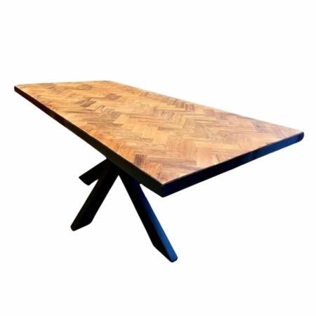 tafel rechthoekig visgraat motief teakhout