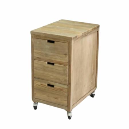 teakhouten rollenboy met 3 laden