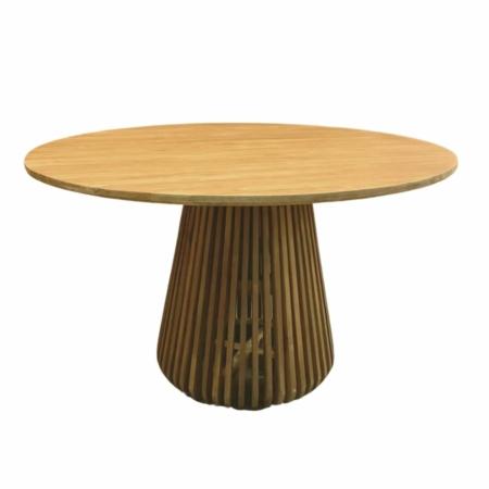 ronde teaktafel met unieke poot