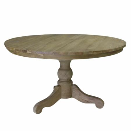 ronde teaktafel met bolpoot