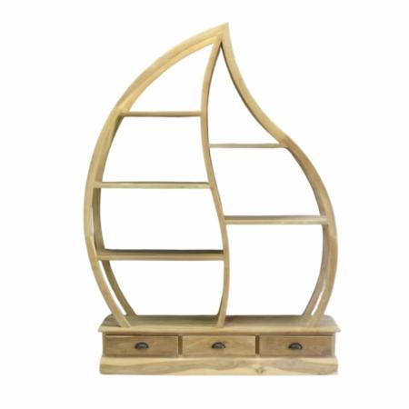 Roomdivider in de vorm van een druppel gemaakt van teakhout