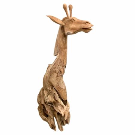 giraf gemaakt van teakhout