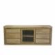 tv dressoir met glazen deur en 6 laden teakhout