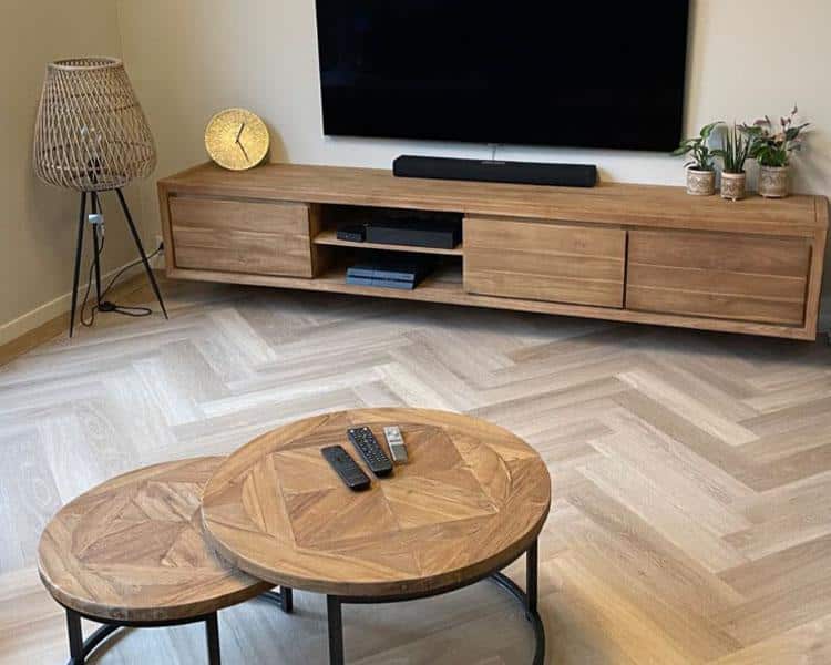 indoteak ervaring tv meubel salontafel set Indoteak - Klantervaring Hangend tv-meubel met bijpassende salontafel set