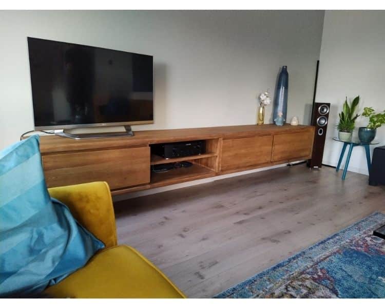indoteak ervaring maatwerk hangend tv meubel 2x 150cm