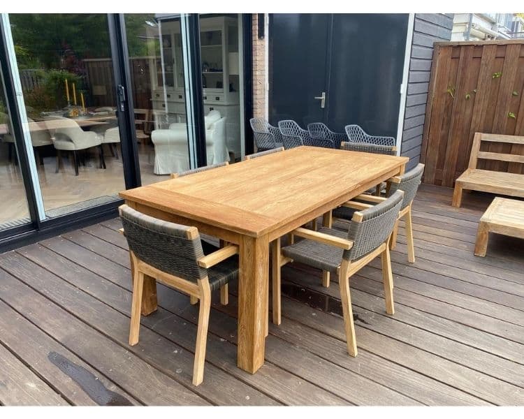 indoteak ervaring tuintafel met stoelen