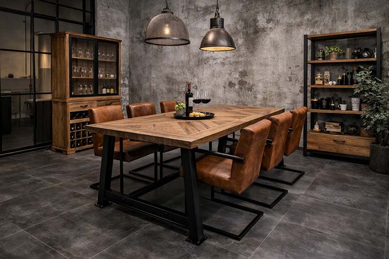industriele-eetkamer-inspiratie meubels voor industriele eetkamer